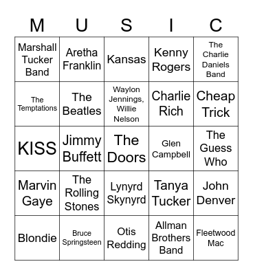 1965 - 1979 Bingo Card