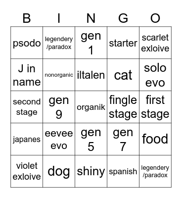 scarlet and violet suprise trade bingo Card