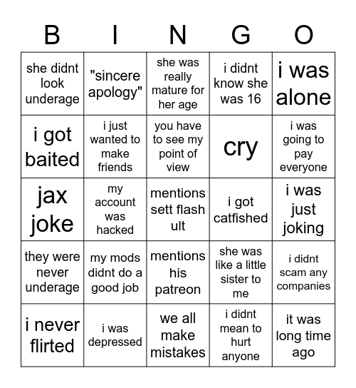 cookielol Bingo Card