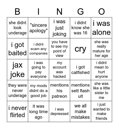 cookielol Bingo Card