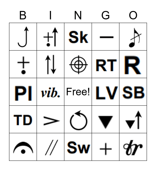 Handbell Notation & Techniques Bingo Card