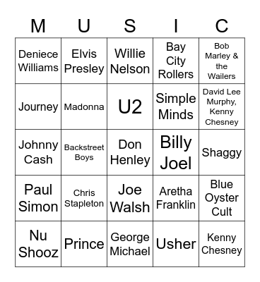 Final Night Bingo Card
