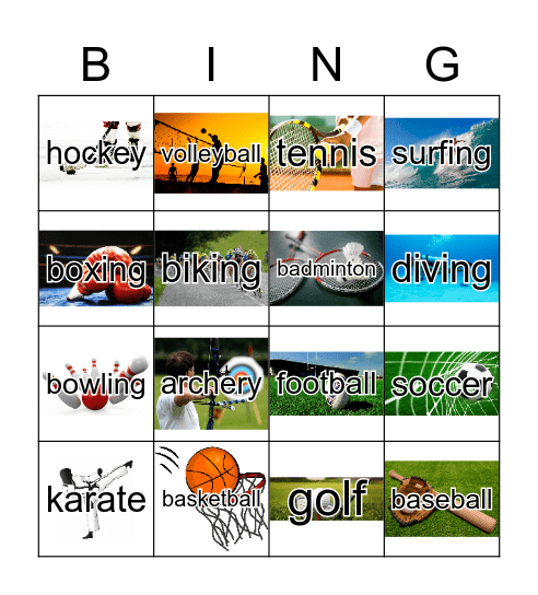 sports Bingo Card