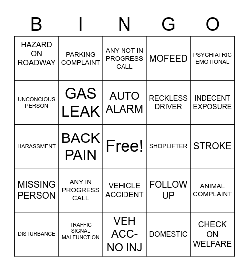 DISPATCH BINGO Card