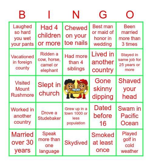 Getting to Know You Bingo Card