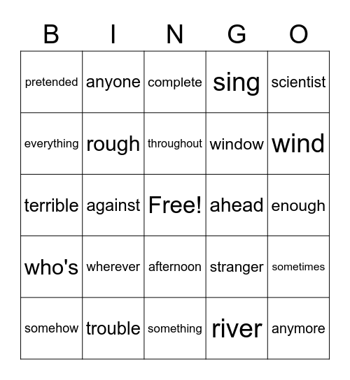 2-6b Bingo Card