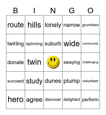 Vocabulary Review Bingo Card