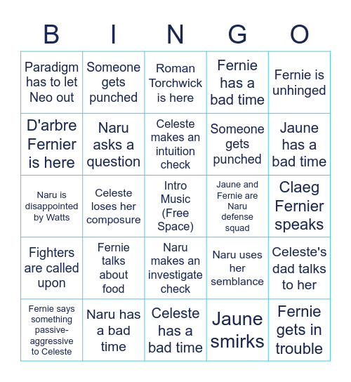 Transfer Orders Bingo Card