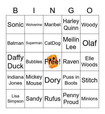 Character Bingo Card