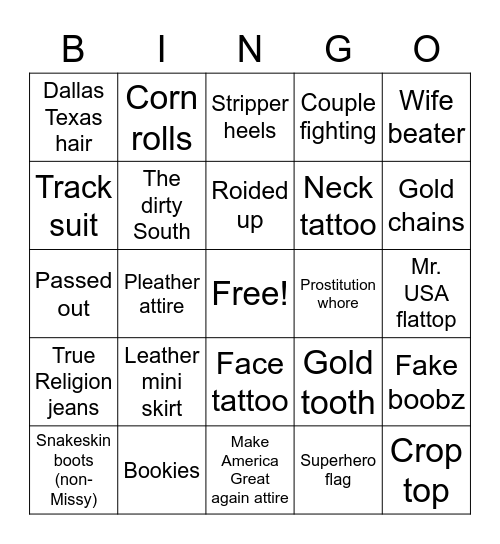 Fight Club Bingo Card