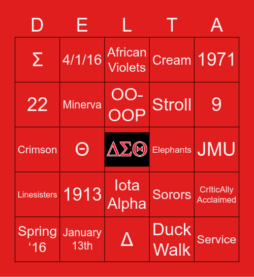 Bingo: DST Edition Bingo Card