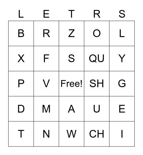 LETRS Bingo Card