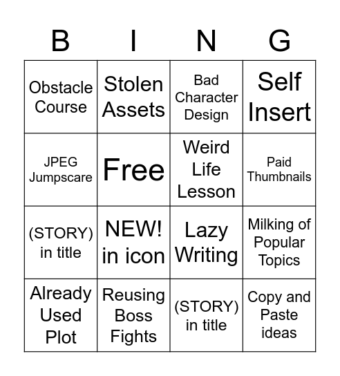 Chain Lemonade Bingo Card