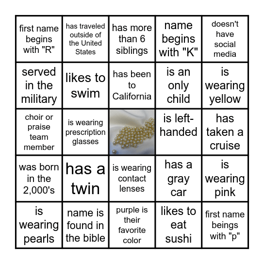 PEARLS OF GRACE Bingo Card