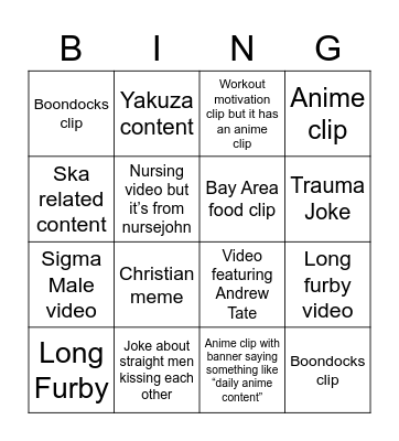 Instagram Reels Sent By Cris Bingo Card