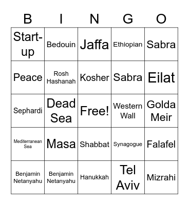 Yom Ha'atzmaut #2 Bingo Card