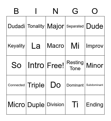 Music Moves for Piano Bingo Card