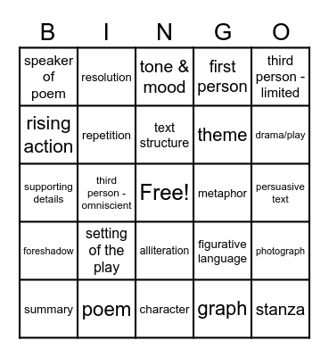 ELA Bingo Card