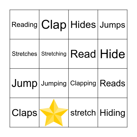 Simple Present & Present Continuous Bingo Card