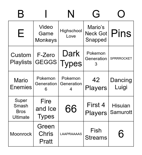 Prince Round 2 (2nd Anniversary) Bingo Card