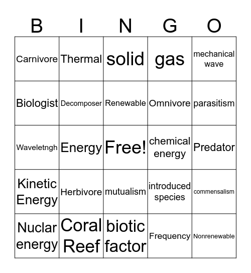 Casper Bingo Card