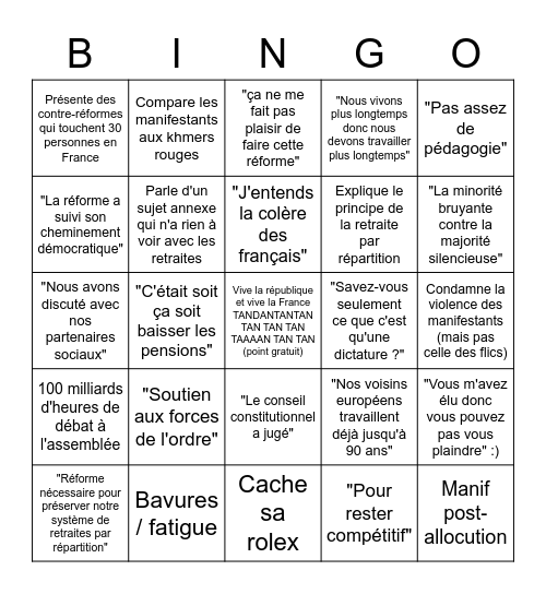 Bingo Manu Bingo Card