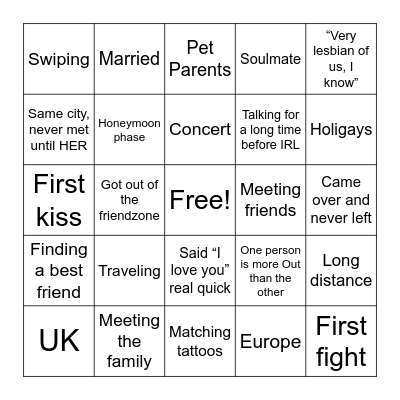 WE MET ON HER Bingo Card