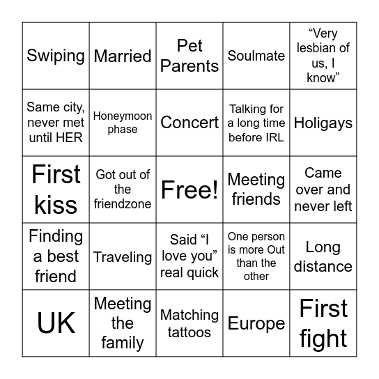 WE MET ON HER Bingo Card