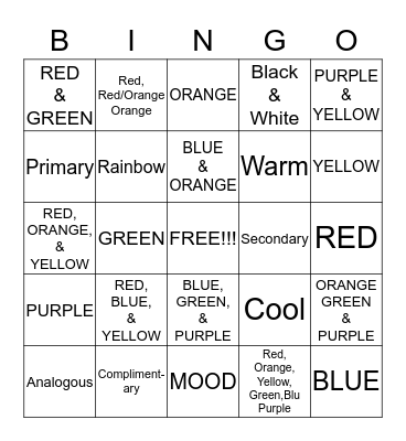 Color Schemes Bingo Card