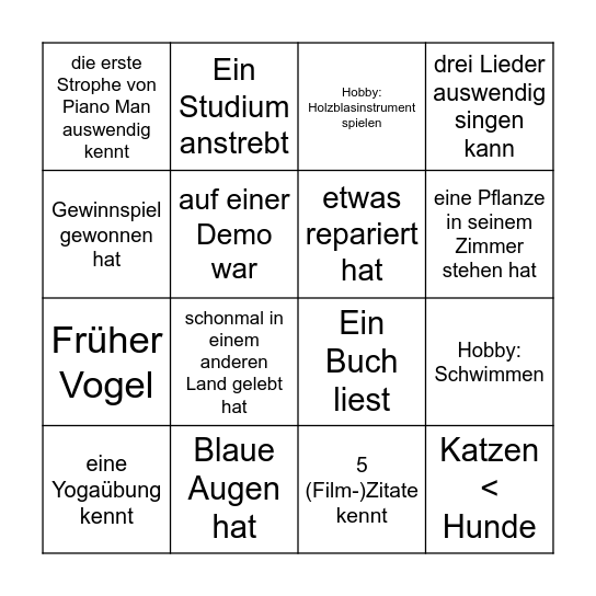 Kennenlernbingo (Design 1) Bingo Card