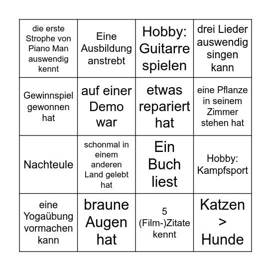 Kennenlernbingo (Design 1) Bingo Card