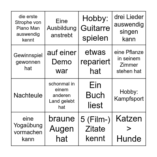 Kennenlernbingo (Design 1) Bingo Card