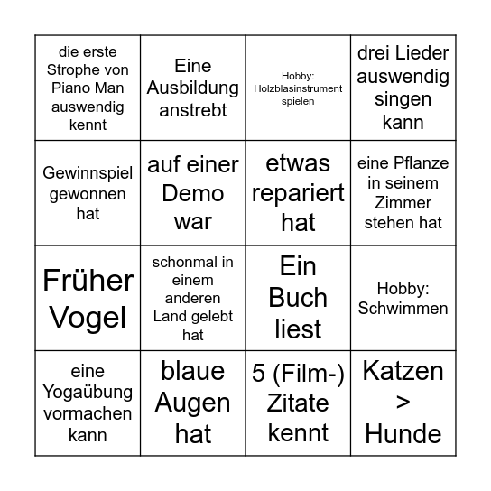 Kennenlernbingo (Design 1) Bingo Card