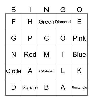 Letter/Color Bingo Card