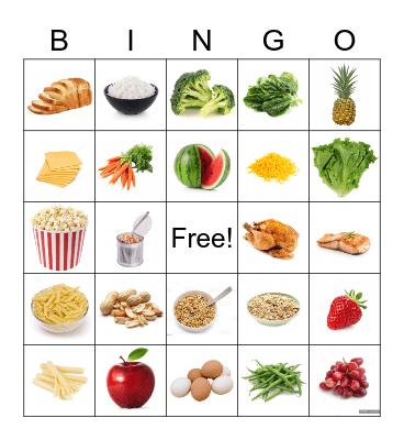 Food Group Bingo Card