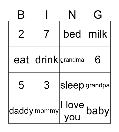 Sign Language Bingo Card