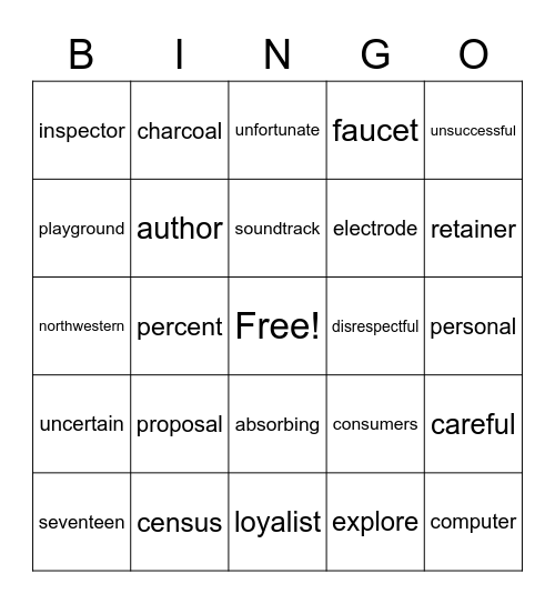 Rewards 8 Bingo Card