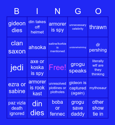 mando bingo Card