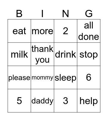 Sign Language Bingo Card