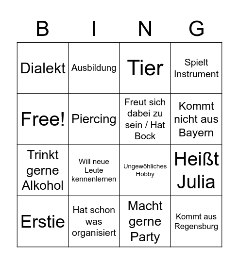 Fachschafts Bingo Card