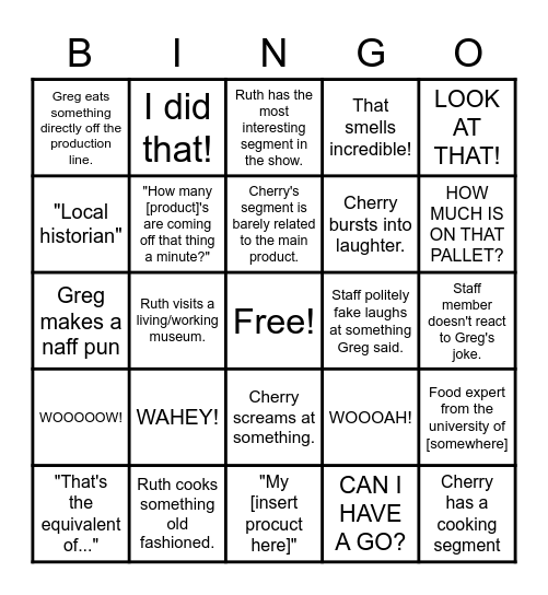 Inside The Factory Bingo! Bingo Card