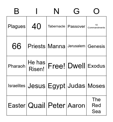 LifeWise Bible Bingo Card