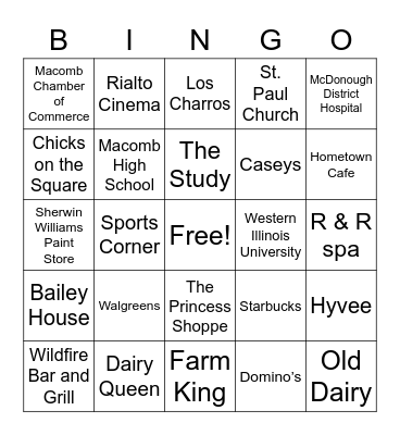 Macomb Bingo Card