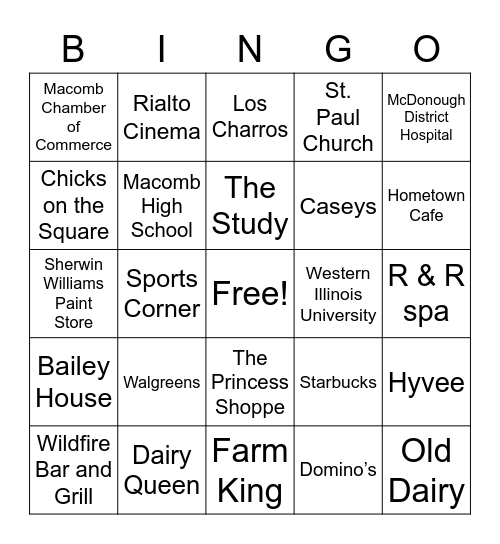 Macomb Bingo Card
