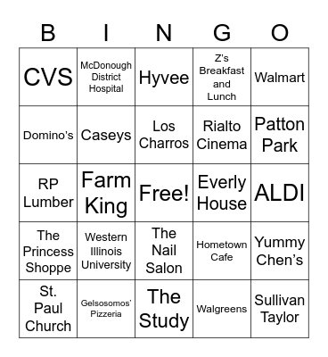 Macomb Bingo Card