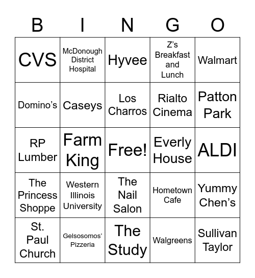 Macomb Bingo Card