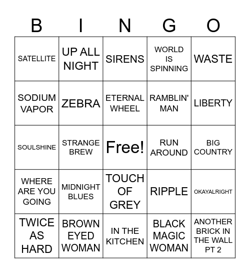 ROUND 2 JAM BANDS Bingo Card