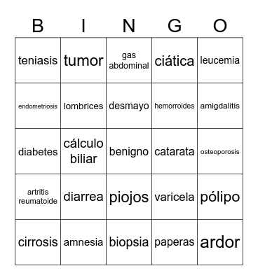 Bingo del vocabulario 314-317 Bingo Card