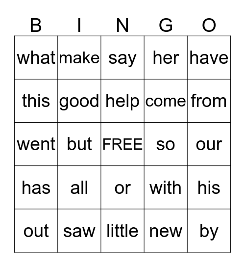 3rd Quarter Sight Words Bingo Card