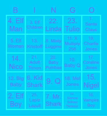 Kiddie Cars Bingo Card